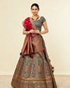 Teal Blue Bel Buti Embroidered Benarasi Lehenga